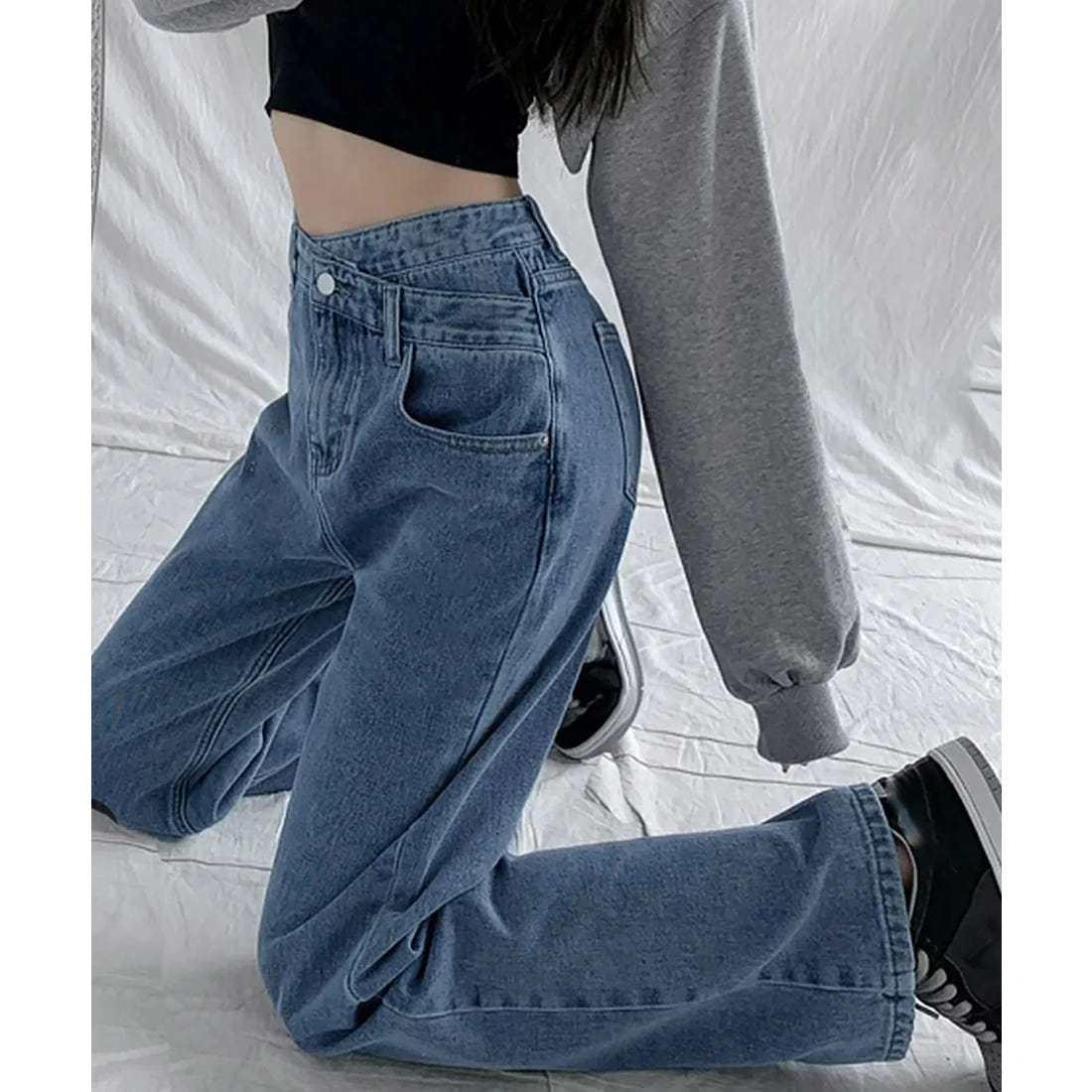 Coastal Blue Cross Belt Straight Fit Jeans