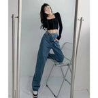 Coastal Blue Cross Belt Straight Fit Jeans