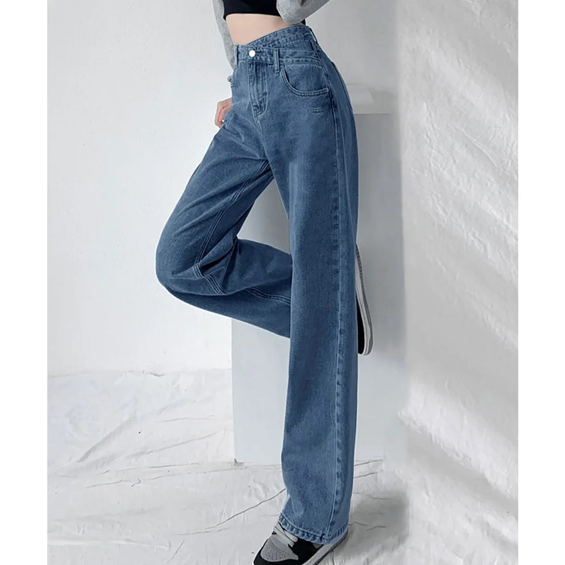 Coastal Blue Cross Belt Straight Fit Jeans