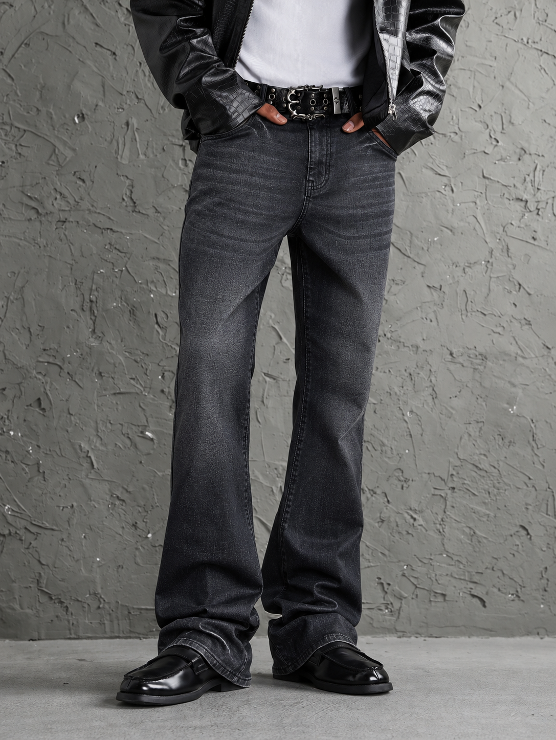 Royal Black Slim Bootcut Jeans