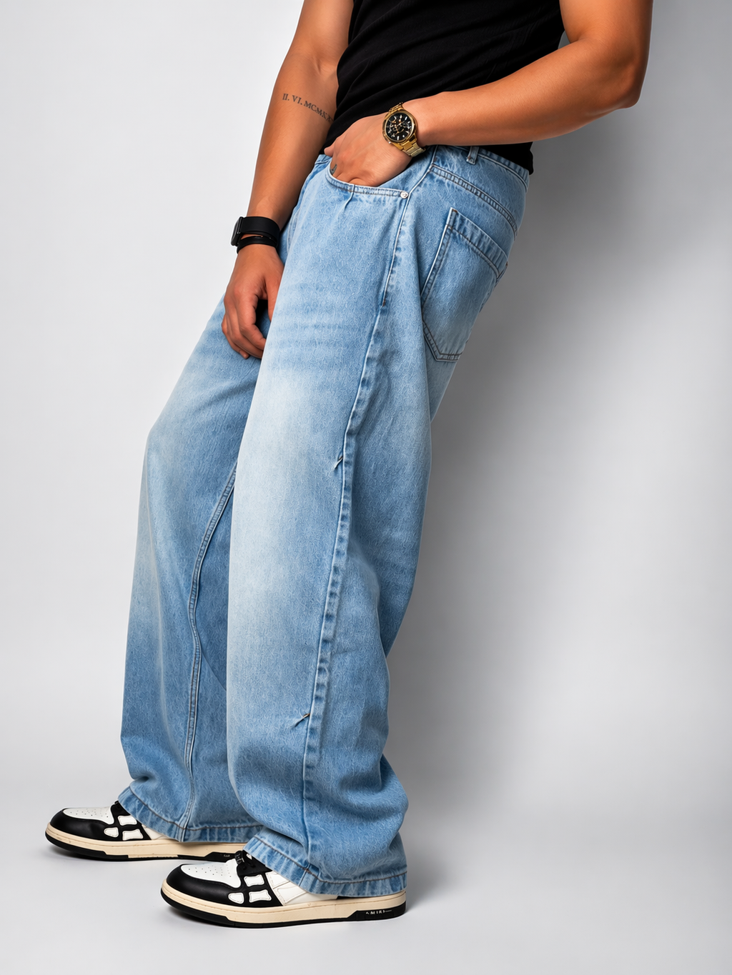 Silver Blue Profile Super Baggy Jeans
