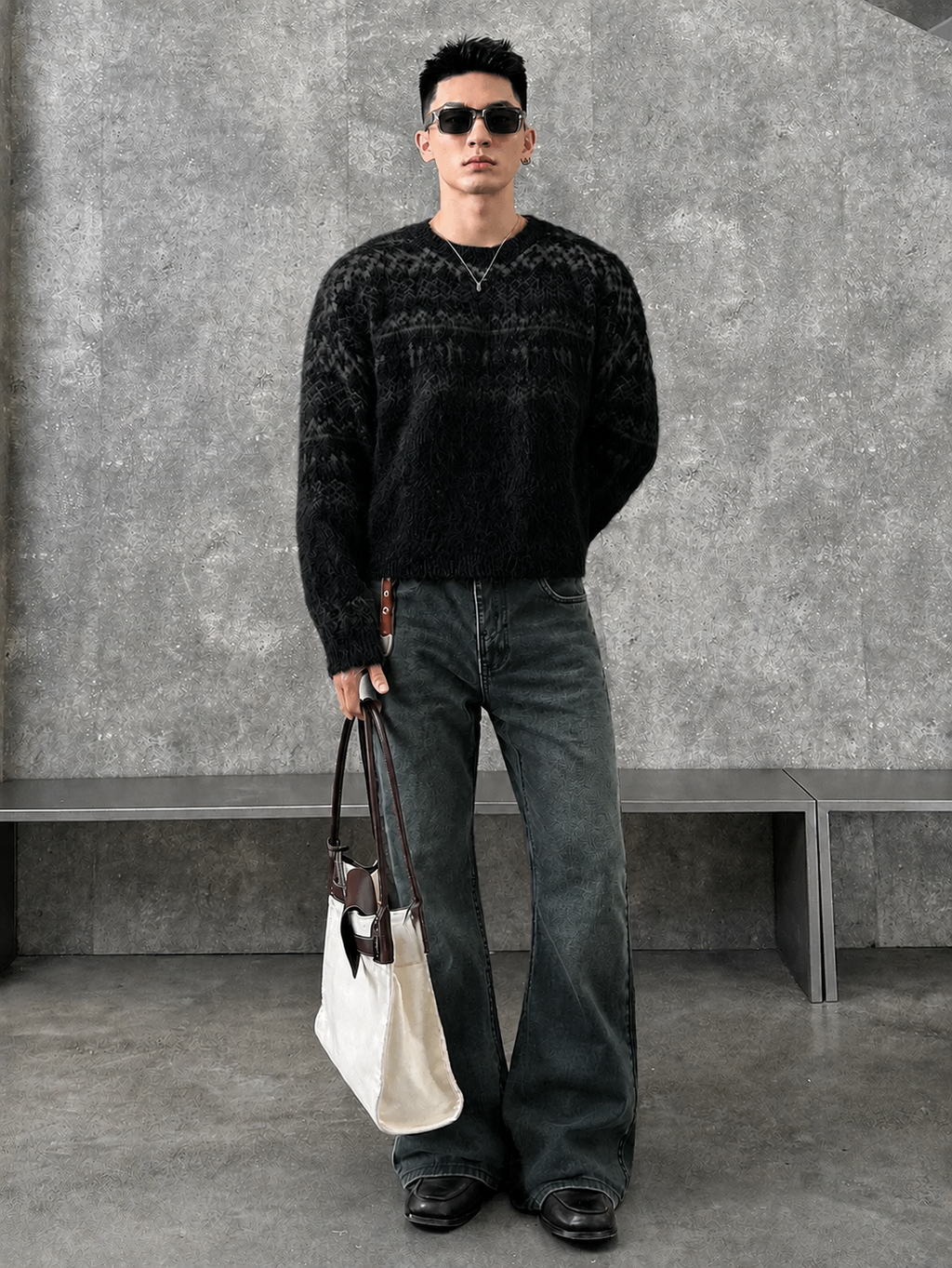 Grunge Wash Bootcut Jeans