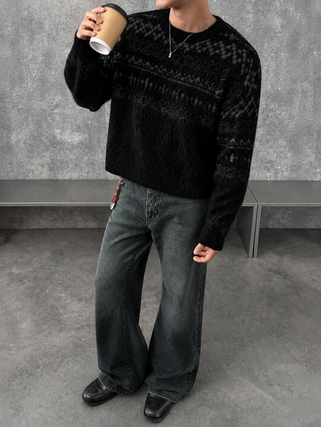 Grunge Wash Bootcut Jeans