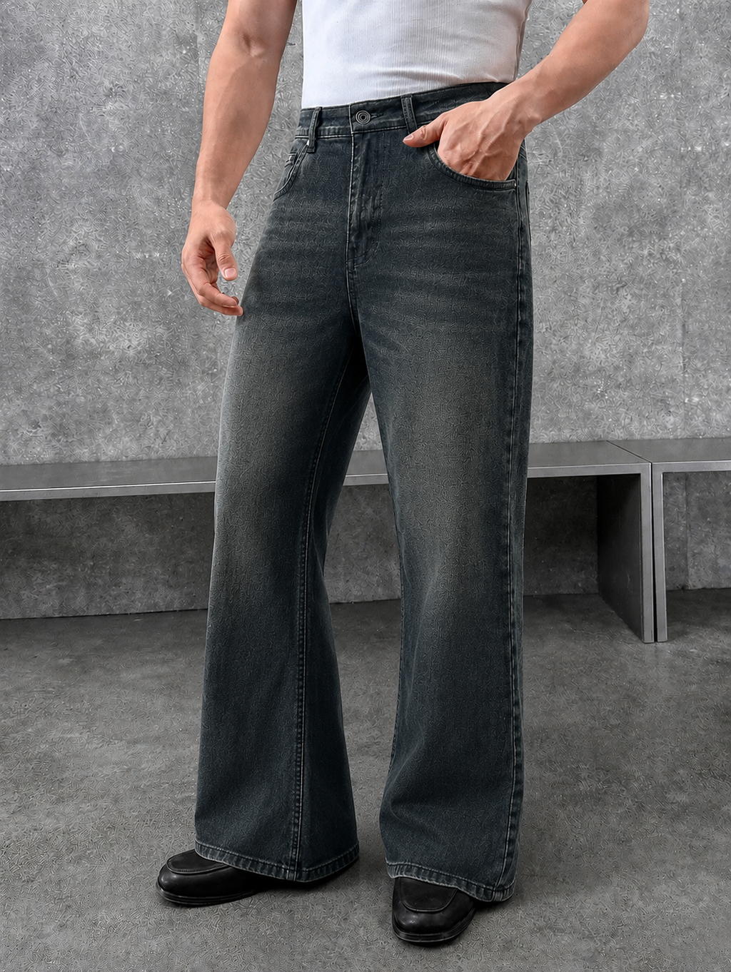 Grunge Wash Bootcut Jeans