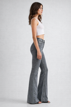 Neutral Grey Bootleg High Rise Jeans