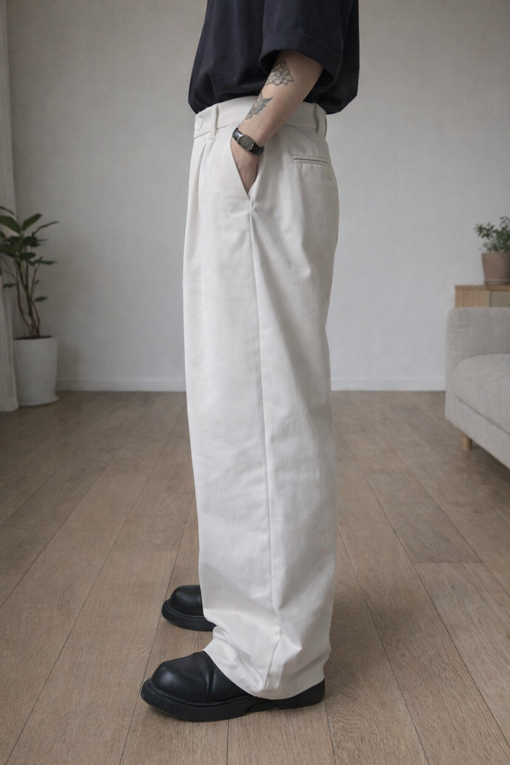 Street Cast Relaxed Wide Trousers