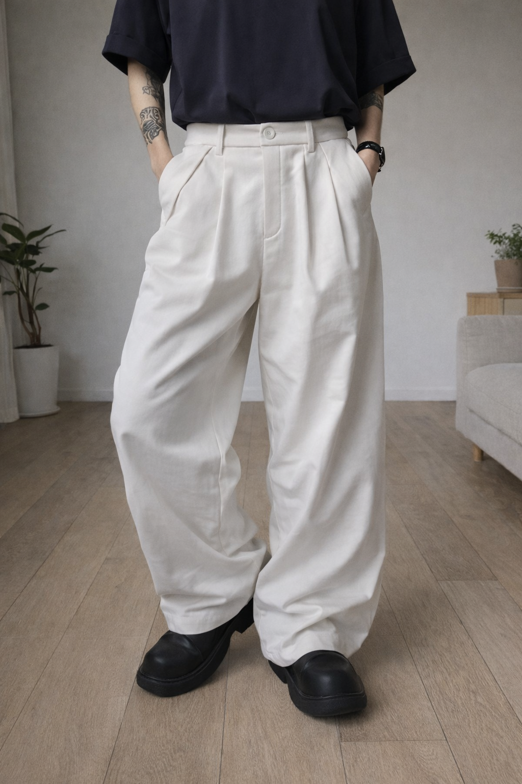 Street Cast Relaxed Wide Trousers