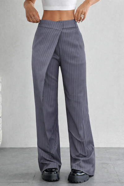 Off Front Pleat Tailored Trousers