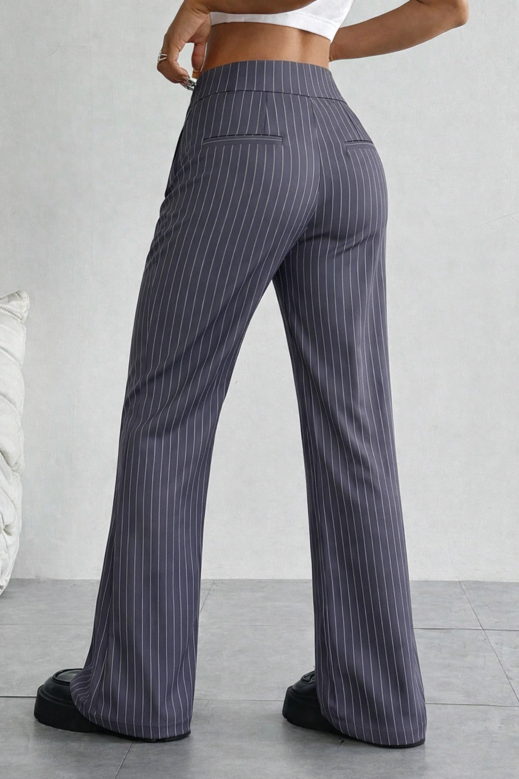 Off Front Pleat Tailored Trousers