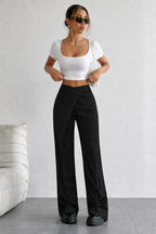 Off Front Pleat Tailored Trousers
