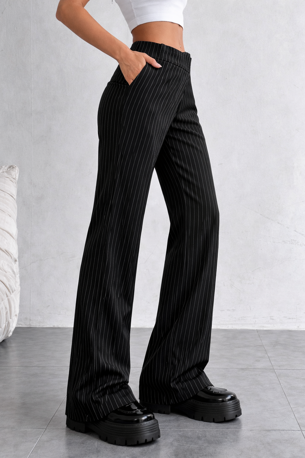 Off Front Pleat Tailored Trousers