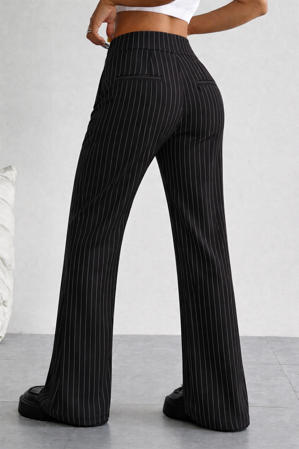 Off Front Pleat Tailored Trousers