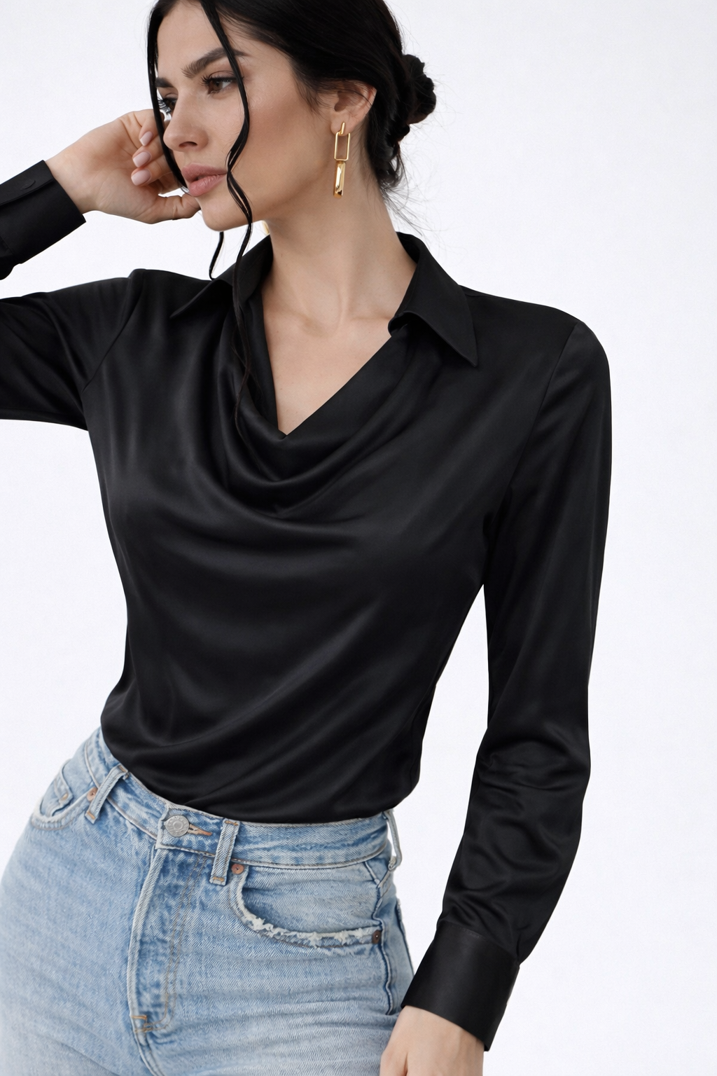 Cowl Neck Collared Blouse