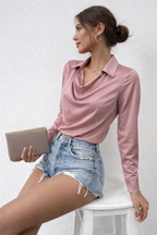 Cowl Neck Collared Blouse