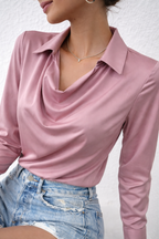 Cowl Neck Collared Blouse