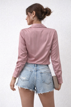 Cowl Neck Collared Blouse