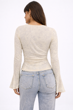 Iris Mesh Bell Sleeve Tie Top