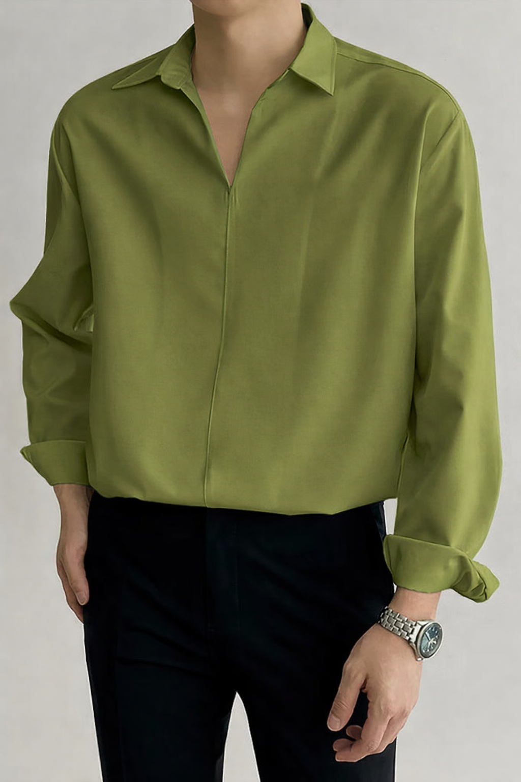 Daily Loose Solid Color Long Sleeved Shirt