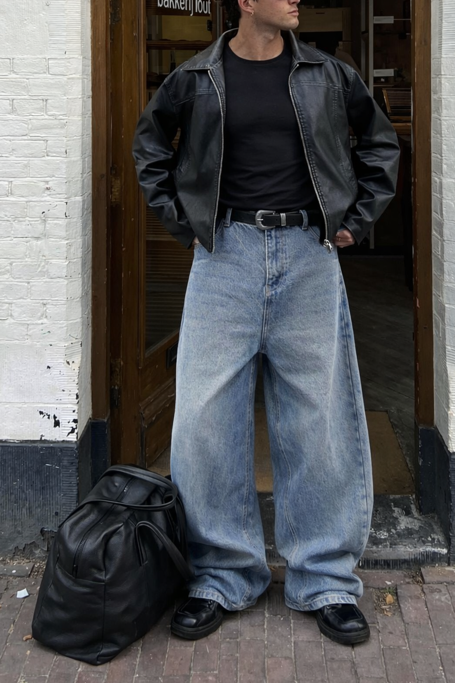 Glitch Blue Japan Baggy Jeans