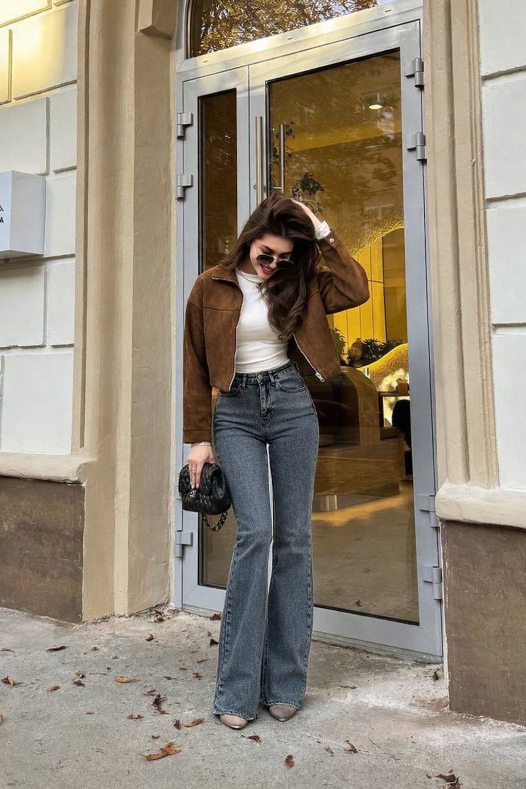 Neutral Grey Bootleg High Rise Jeans