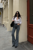 Neutral Grey Bootleg High Rise Jeans