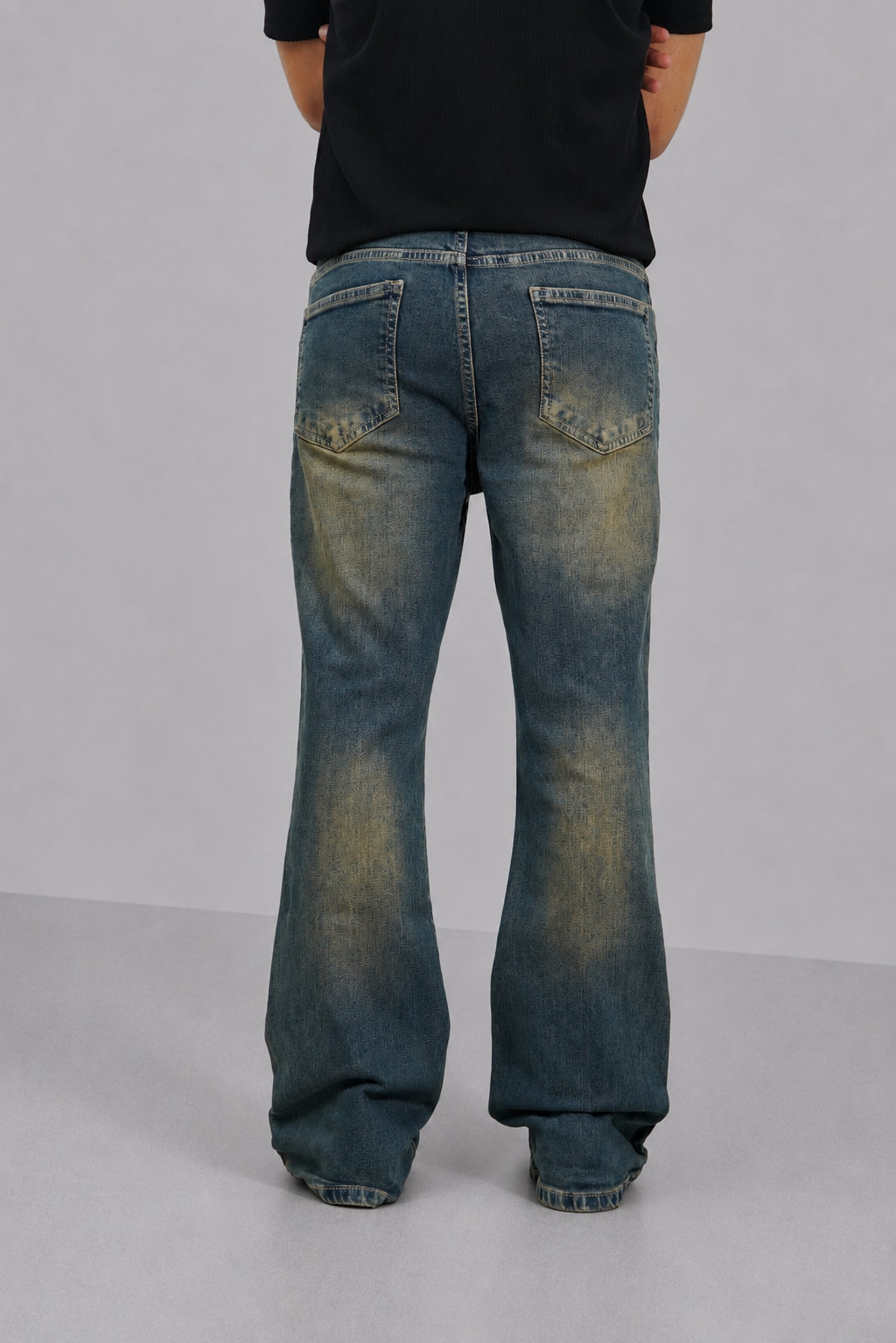 Blue Washed Burn Bootcut Jeans