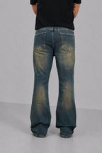 Blue Washed Burn Bootcut Jeans