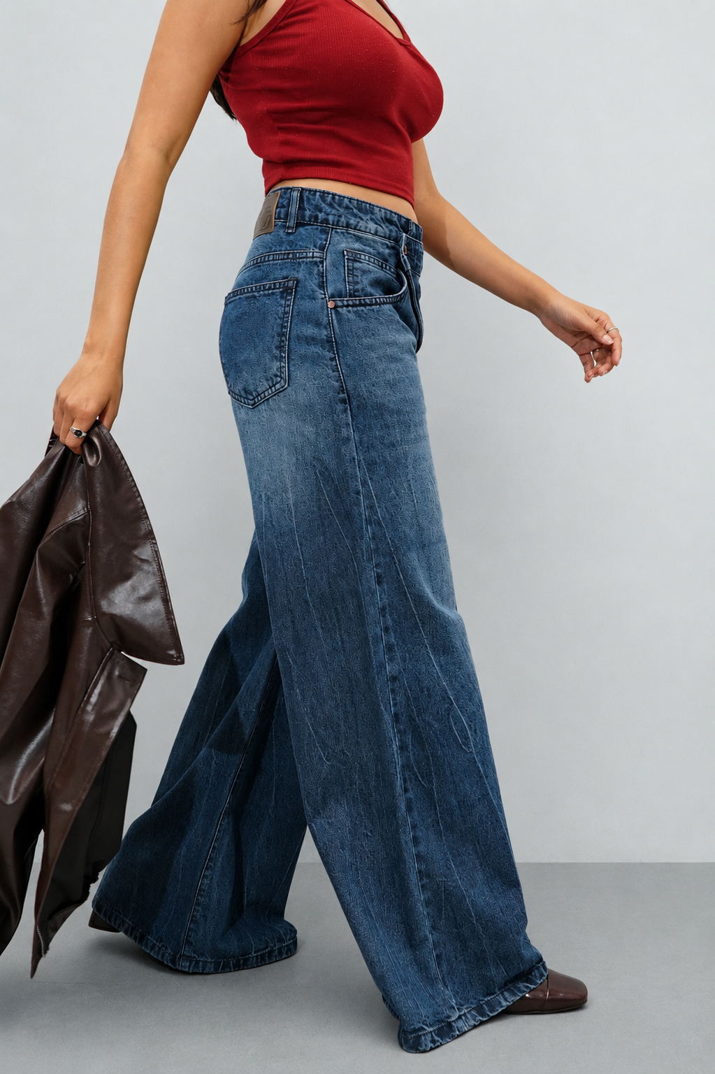 Deconstructed Fly Extra Wide Leg Jeans