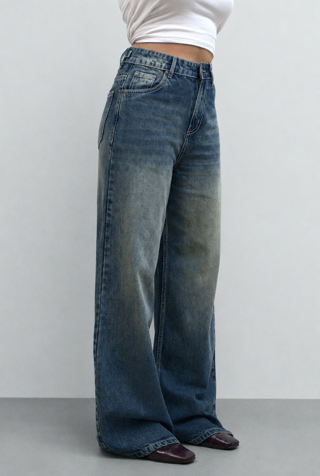 Boujee Blue Wash Baggy Wide Leg Jeans