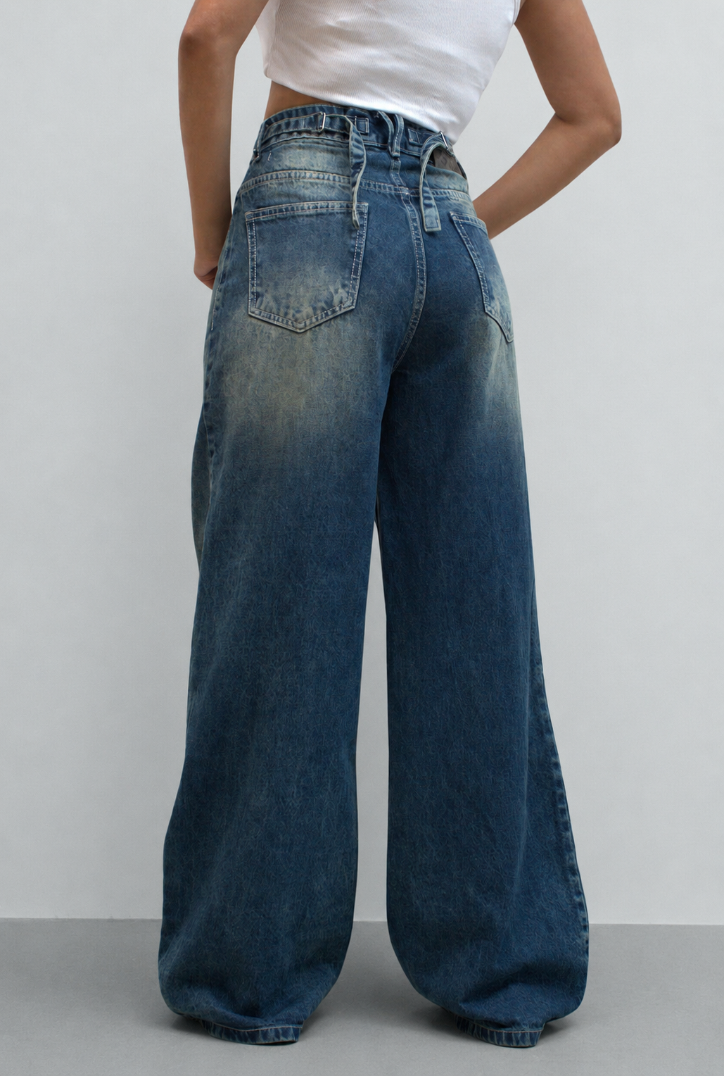 Boujee Blue Wash Baggy Wide Leg Jeans