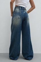 Boujee Blue Wash Baggy Wide Leg Jeans