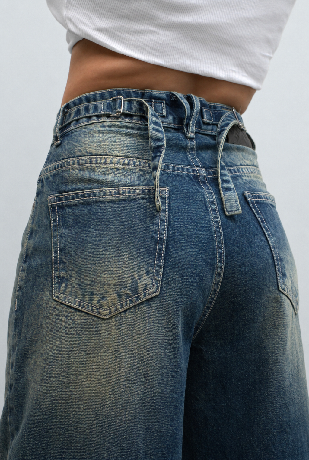 Boujee Blue Wash Baggy Wide Leg Jeans