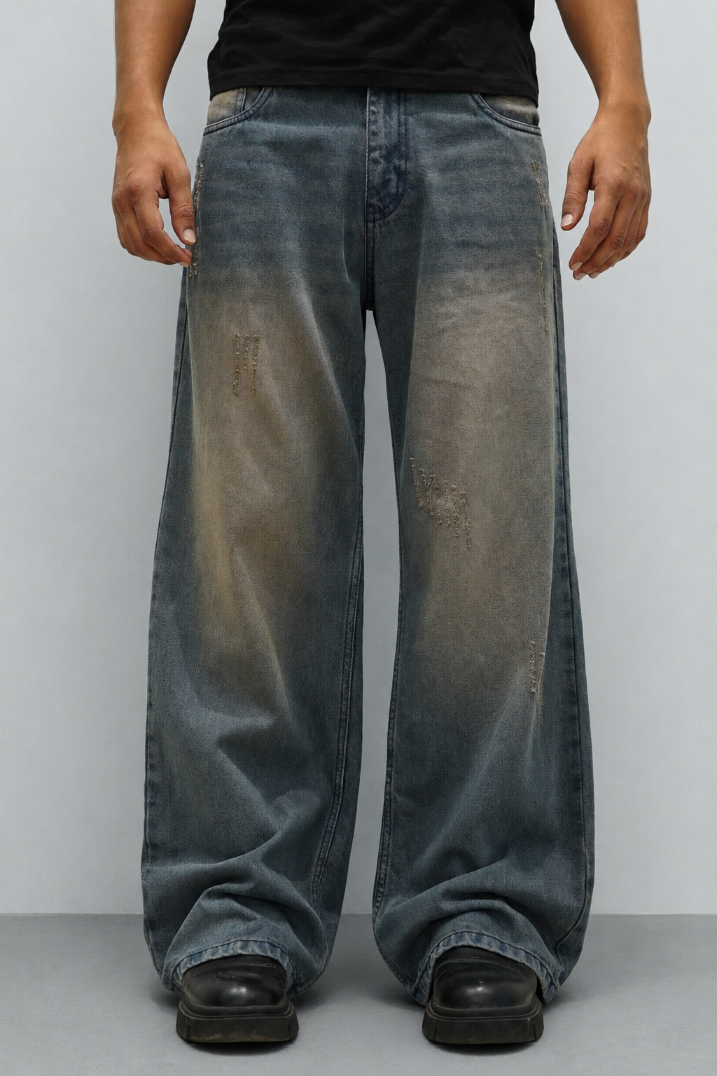 Teal Bronze Baggy Wide Leg Jeans