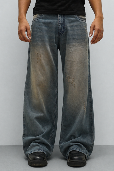 Teal Bronze Baggy Wide Leg Jeans