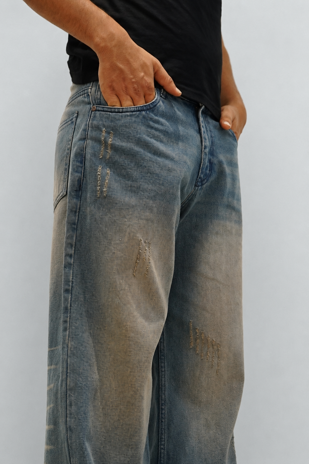 Teal Bronze Baggy Wide Leg Jeans