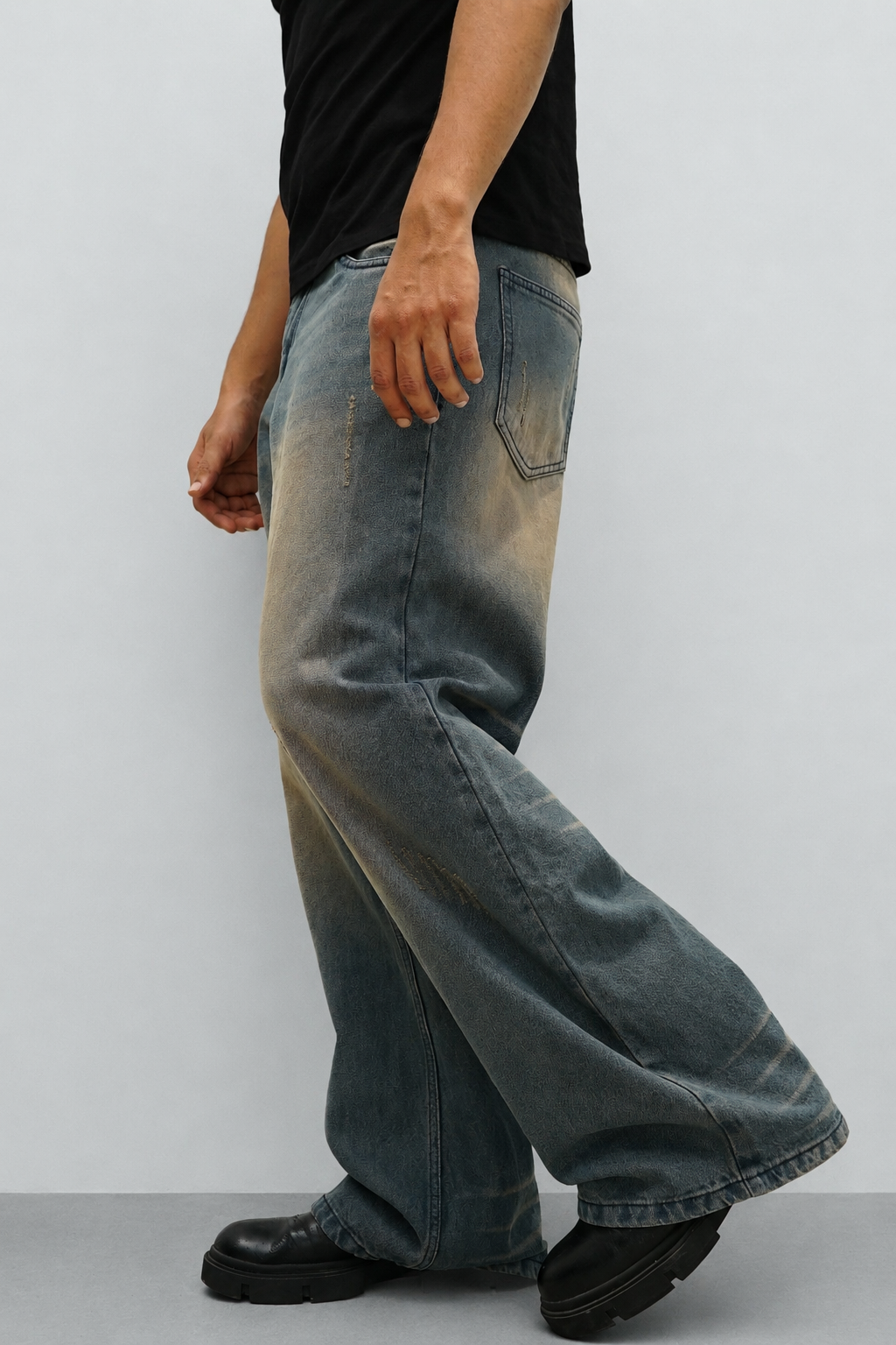 Teal Bronze Baggy Wide Leg Jeans