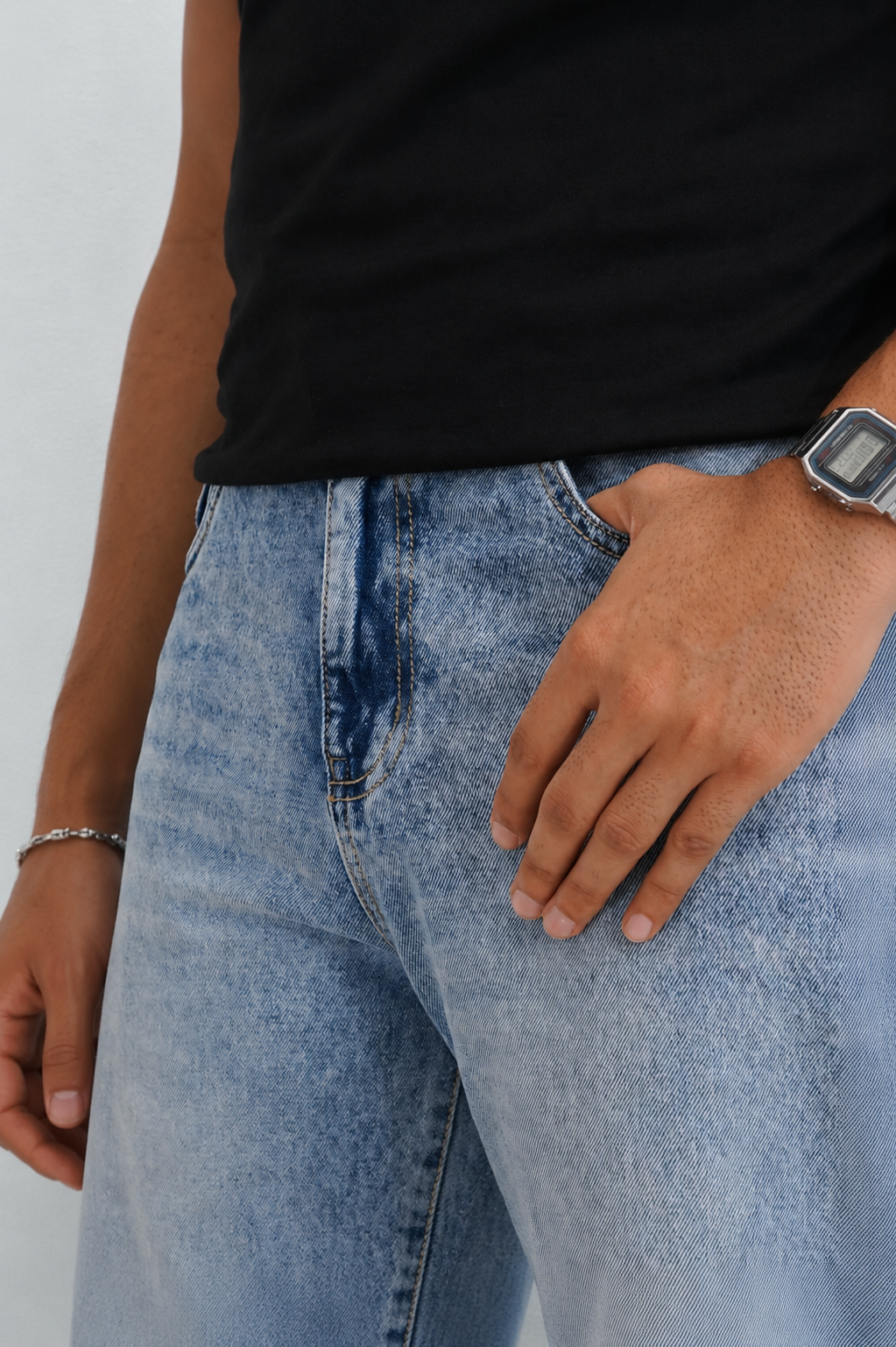 Steel Blue Straight Fit Jeans