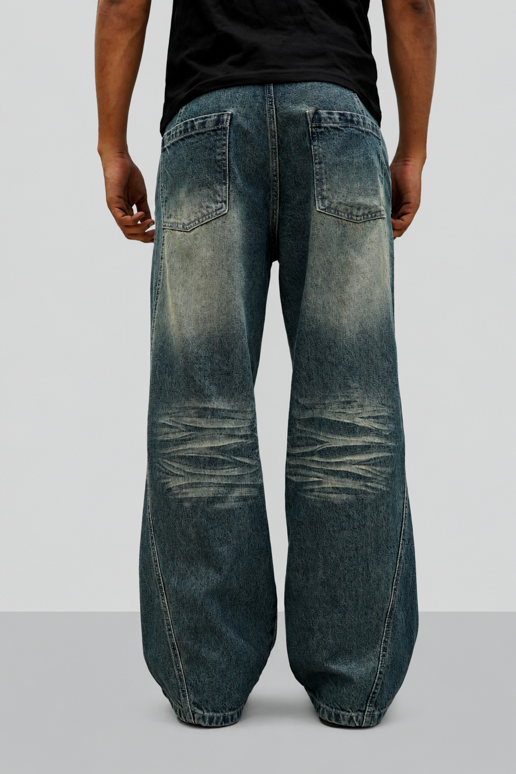 Hard Blue Crease Flare Baggy Jeans