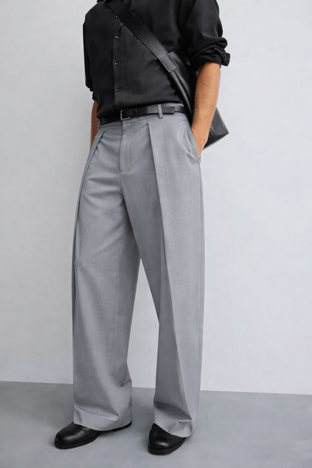 High Profile Pleat Straight Leg Trousers