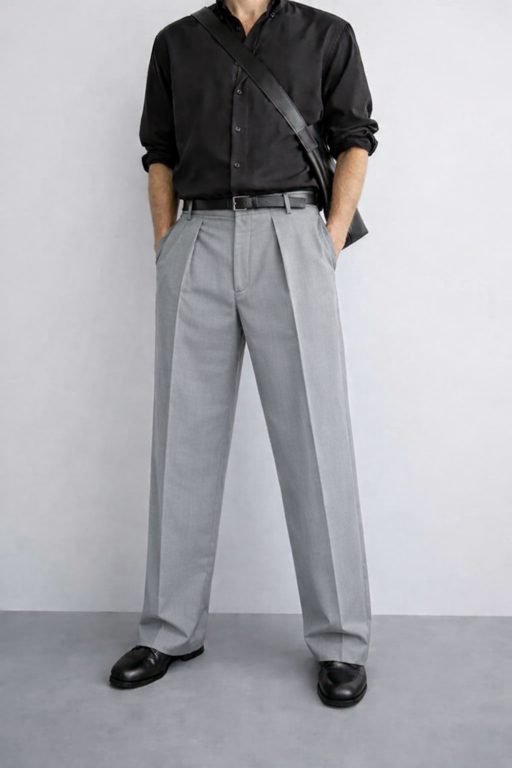 High Profile Pleat Straight Leg Trousers