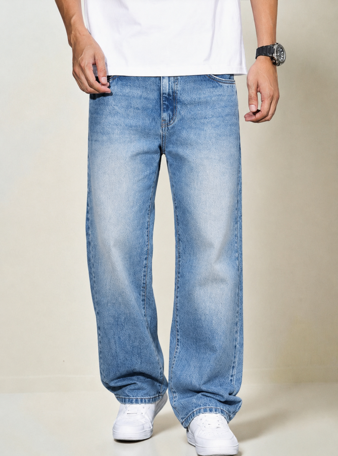 Steel Blue Straight Fit Jeans