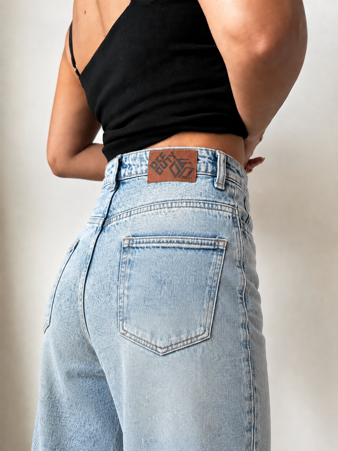 Asymmetric Belt Wide Leg Jeans