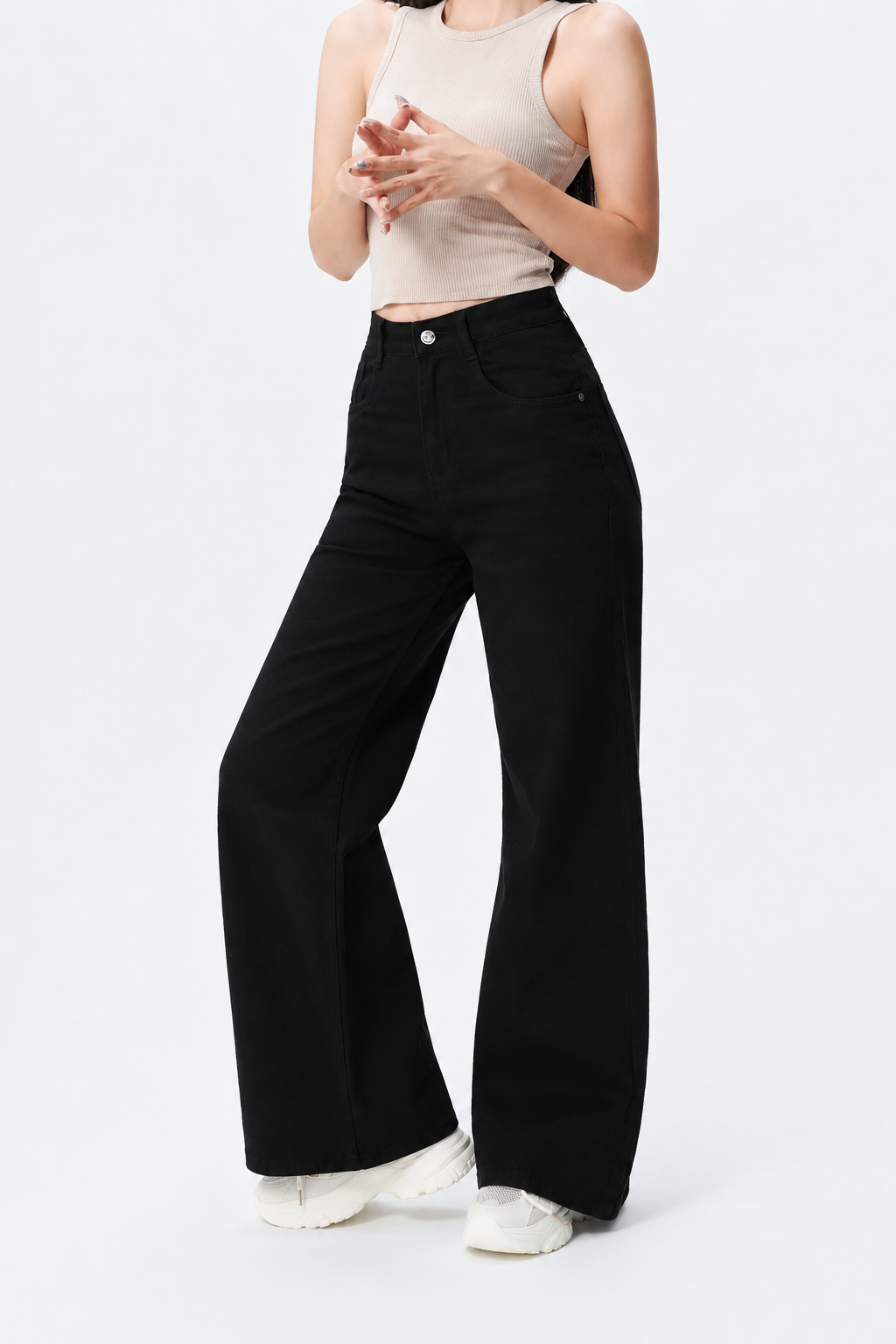 Black Wide Leg High Rise Jeans