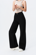 Black Wide Leg High Rise Jeans