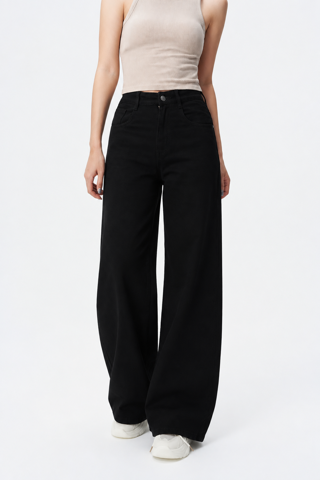 Black Wide Leg High Rise Jeans
