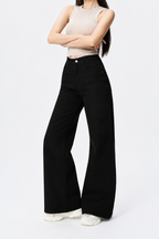 Black Wide Leg High Rise Jeans