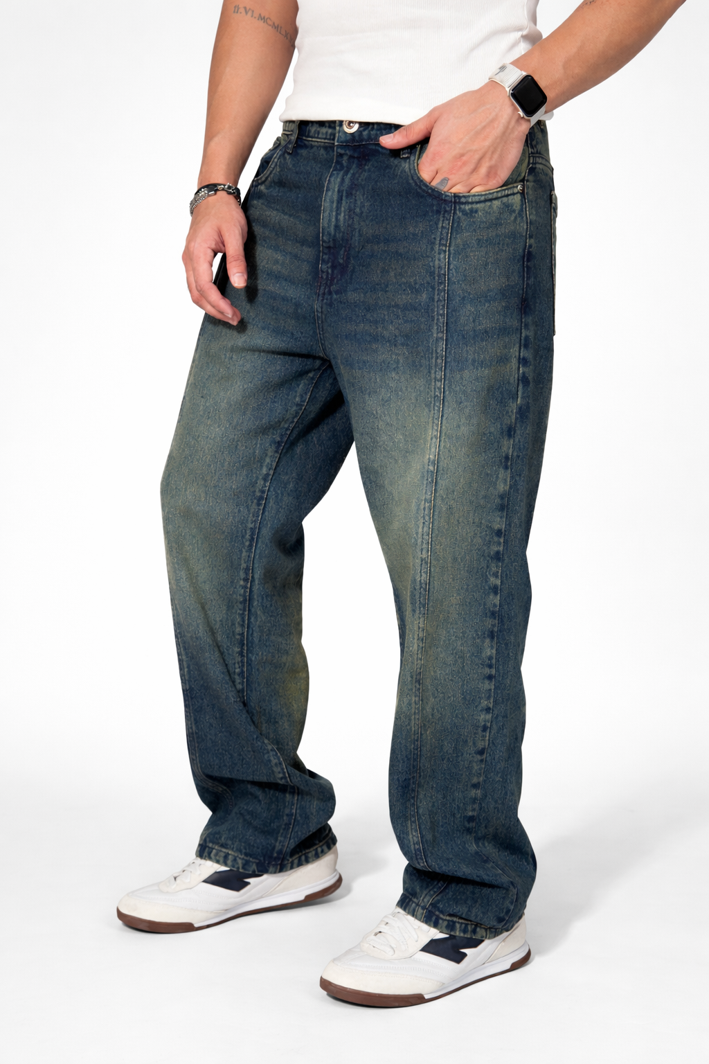 Blue Tinted Straight Fit Jeans