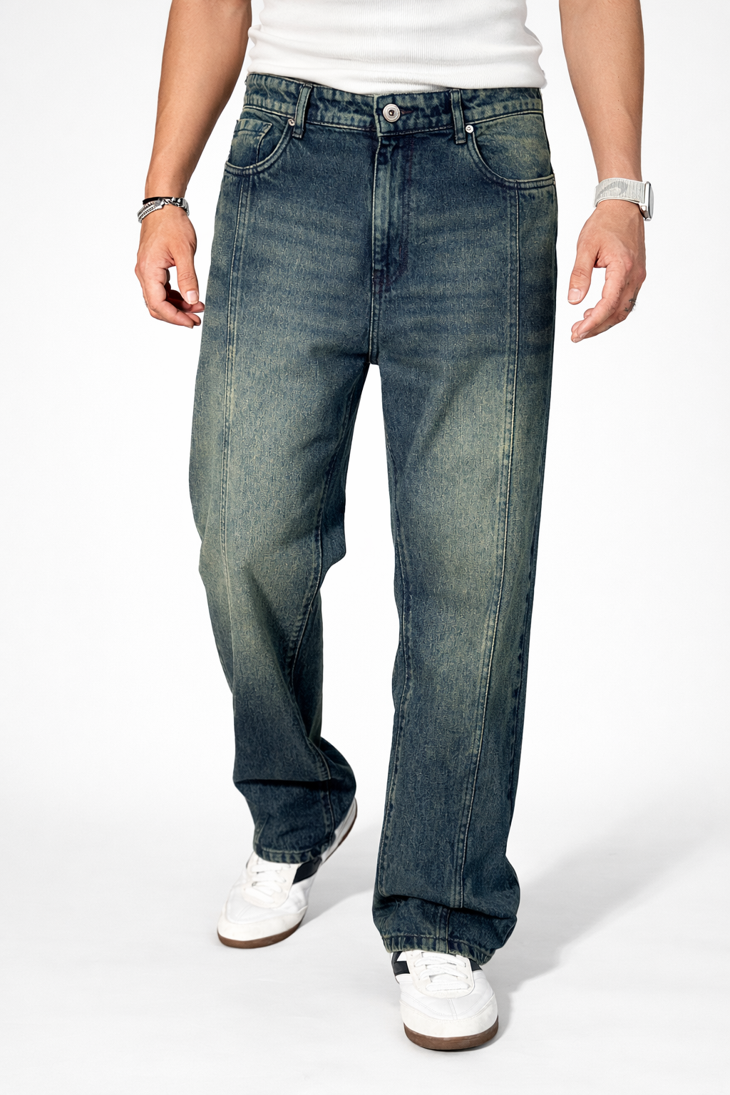 Blue Tinted Straight Fit Jeans
