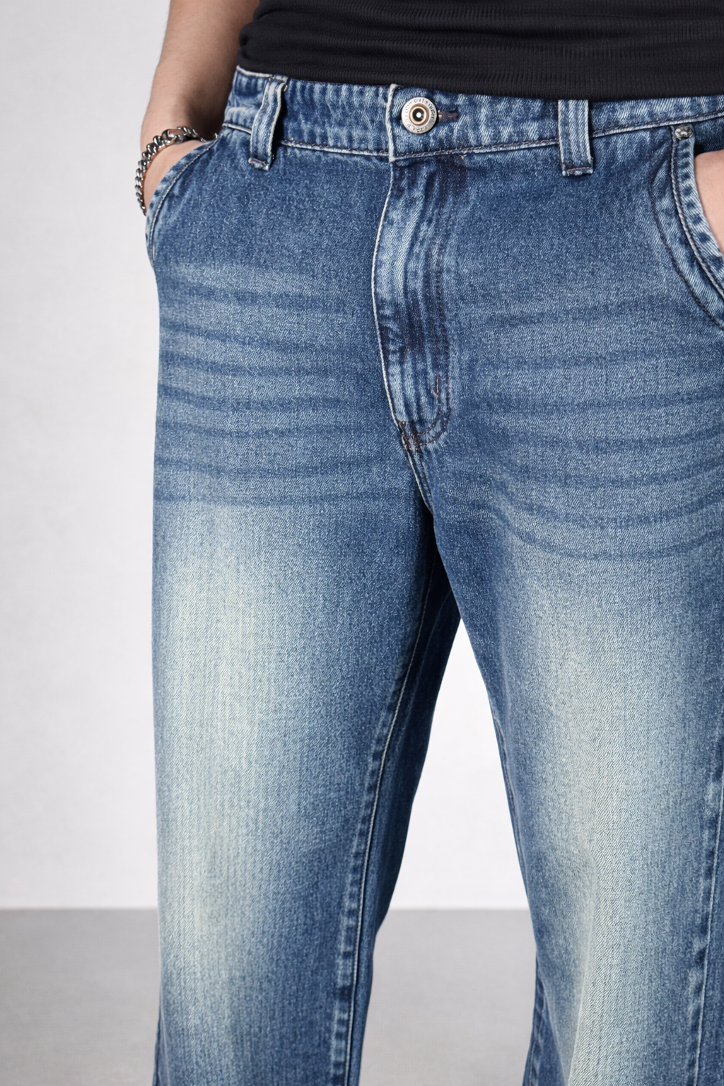 Vintage Washed Blue Baggy Denims - Image 3