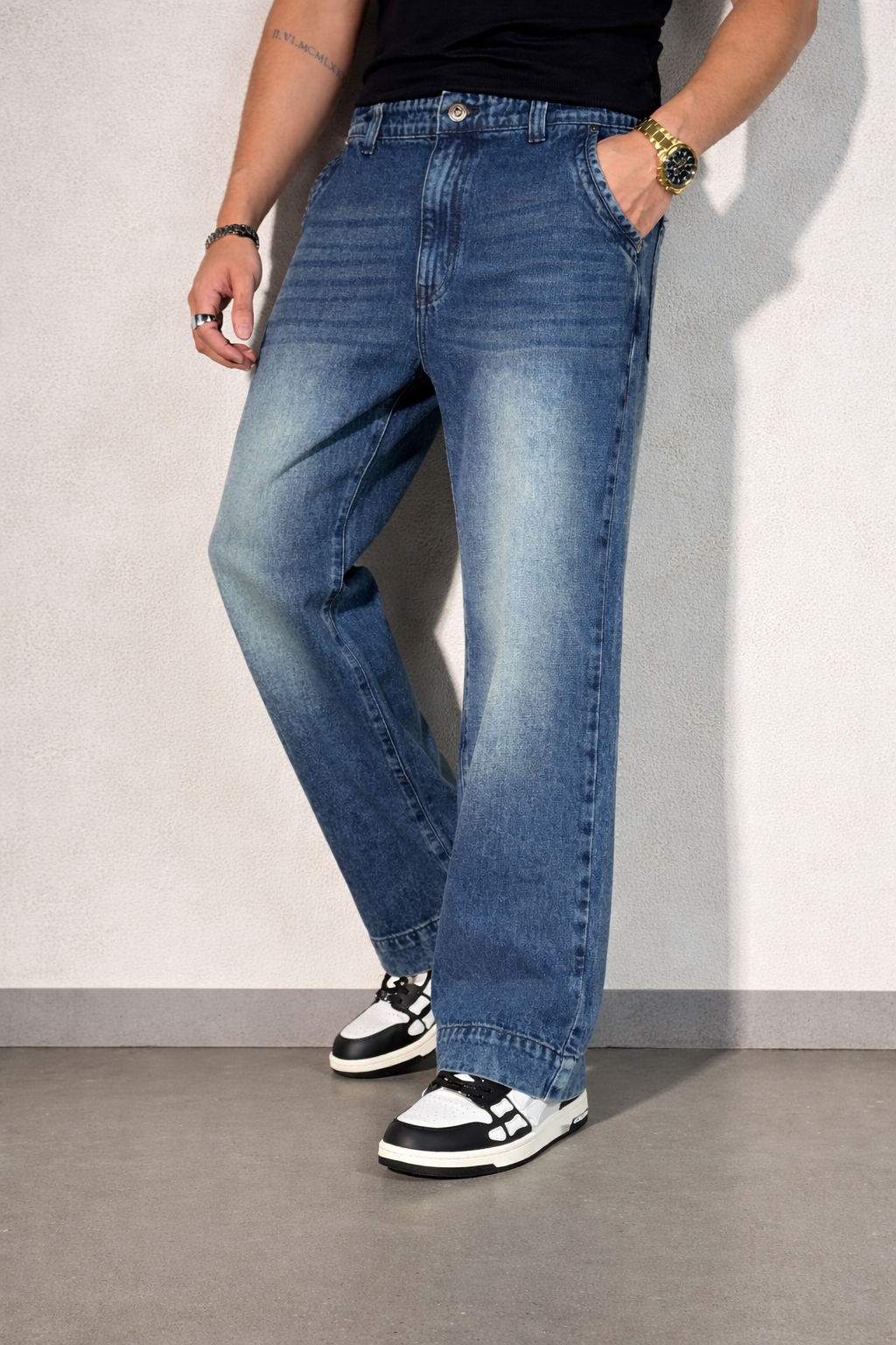 Vintage Washed Blue Baggy Denims - Image 1